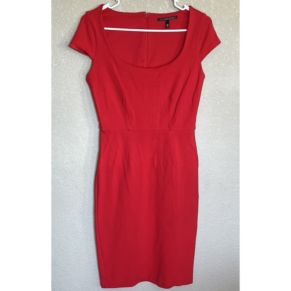 Victorias Secret Red Cap Sleeve Sheath Dress Size 6 Stretch